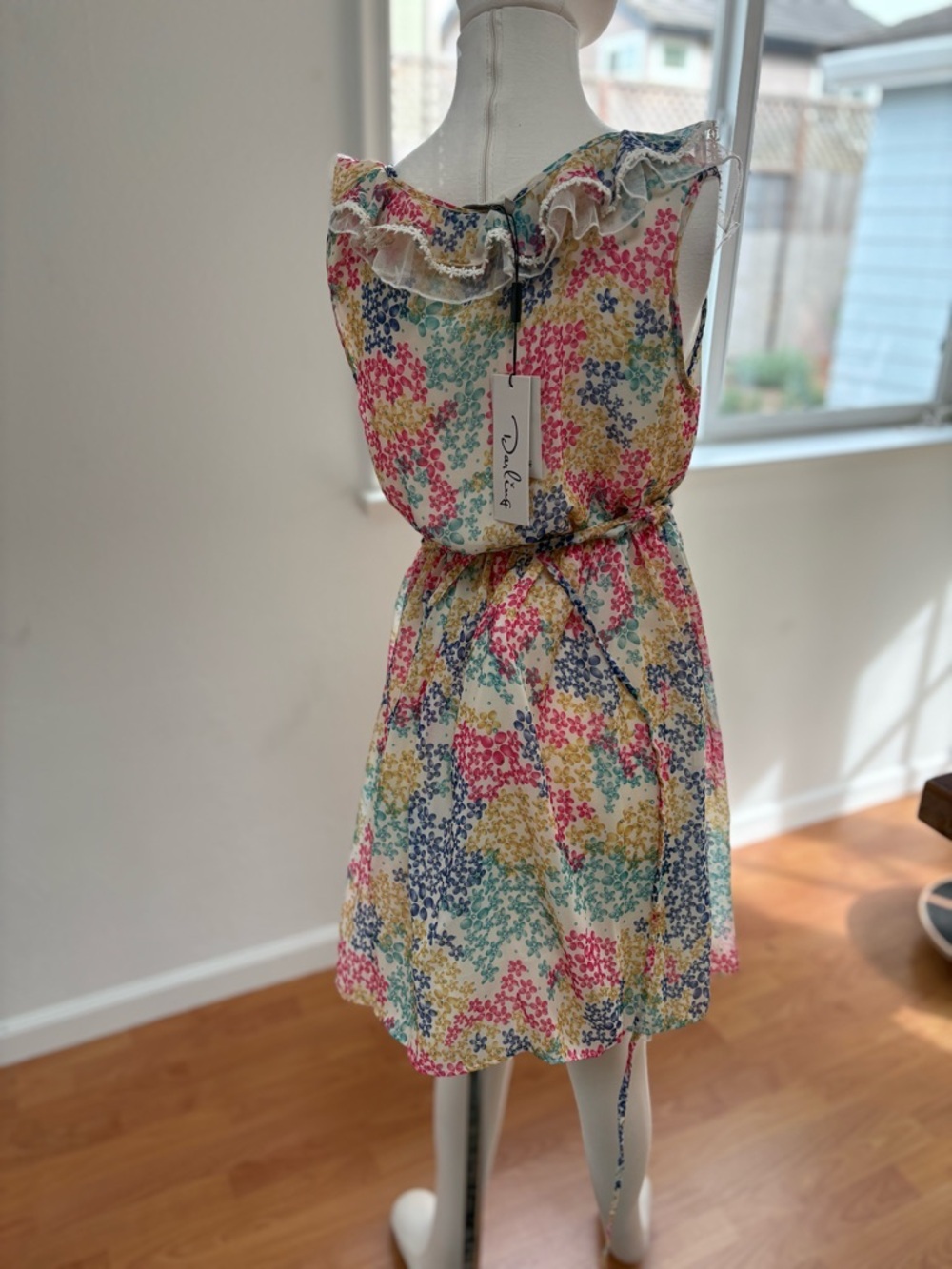 Darling Floral Ruffle Mini Dress in Multicolor - Picture 4 of 5